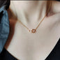 Collar con colgante de doble corazón Simple para mujer