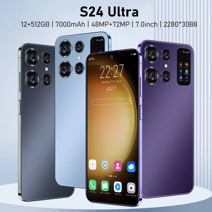 Celular inteligente S24 Ultra de 7,0 pulgadas, 12GB + 512GB, tarjeta SIM dual 4G, teléfono móvil 5G, edición global