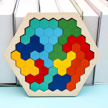 Rompecabezas de madera hexagonales 3D