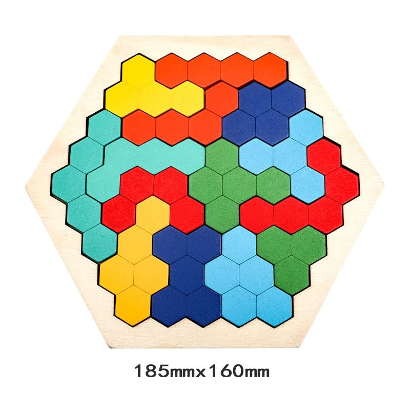 Rompecabezas de madera hexagonales 3D