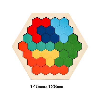 Rompecabezas de madera hexagonales 3D