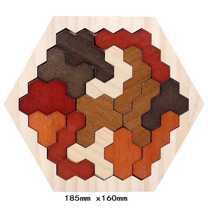 Rompecabezas de madera hexagonales 3D